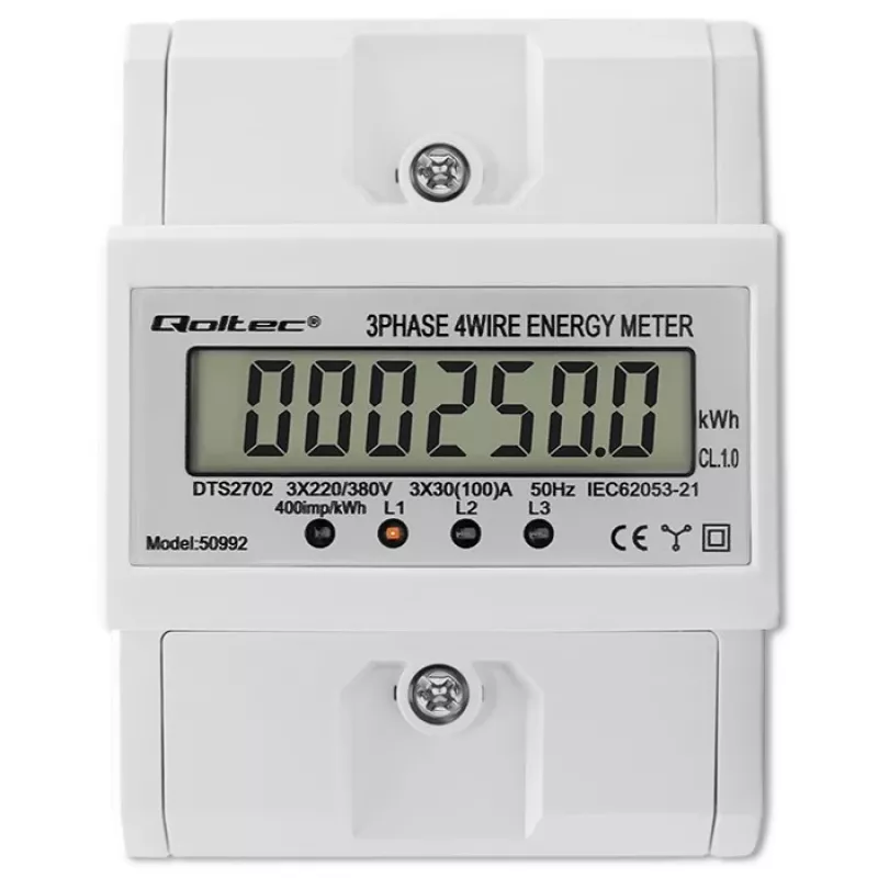 Trifazis elektroninis skaitiklis QOLTEC 50992 400V 100A