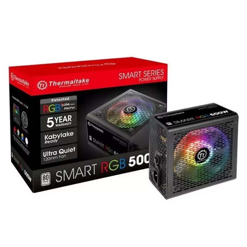 Thermaltake SMART RGB PS-SPR-0500NHSAWE-1 - Maitinimo blokas (vidinis) - ATX12V 2.3 - 80 PLUS - AC 230 V - 500 W - aktyvus PFC - juoda