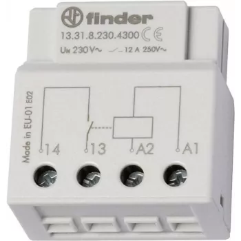 Finder Relė įmontuojama į UP-Dose ar Schalterdose 13.31.8.230.4300 230 V/AC 1 normaliai atviras kontaktas 12 A 250 V/AC (13.31.8.230.4300)