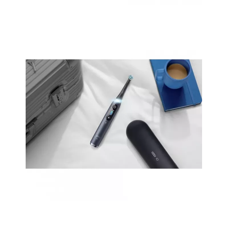Oral-B iO8 Series Duo elektrinis dantų šepetėlis, įkraunamas, 2 antgaliai, 6 režimai, juodas/baltas