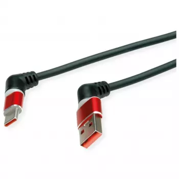 ROLINE USB 2.0 laidas Type-C – Type-A ST/ST 360° sukimasis juodas raudonas 1 m 11.02.