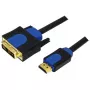 Kabelis vaizdo adapteris LogiLink CHB3102 2m HDMI DVI-D juodas mėlynas