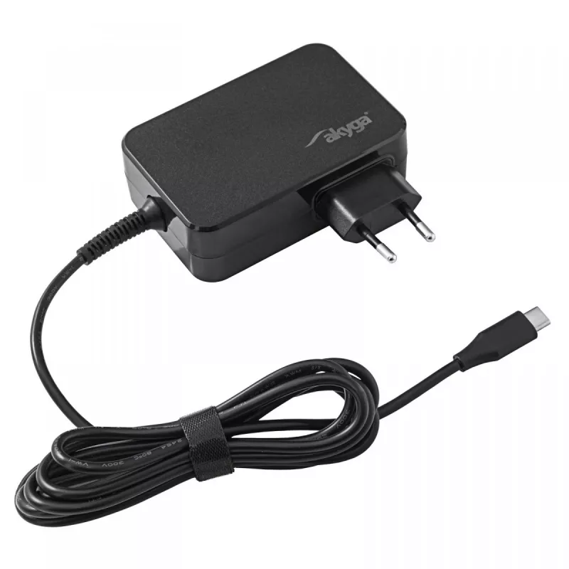Akyga AK-ND-82 USB-C GaN nešiojamojo kompiuterio maitinimo adapteris 90 W, PD 3.0, 5–20 V, 1,8 m laidas, juodas