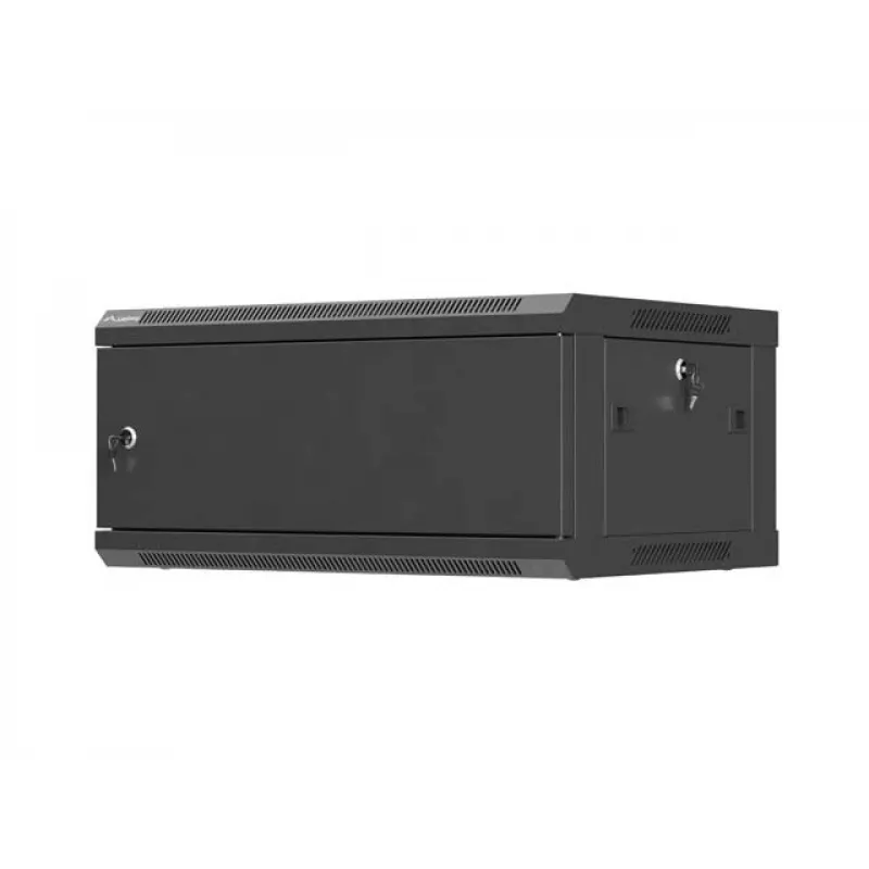 Sieninis 19 colių stovo korpusas LANBERG 4U 600x450 mm juodas su metalinėmis durelėmis