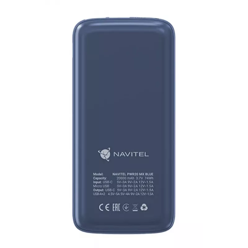 Nešiojamas powerbankas Navitel PWR20 MX MĖLYNAS 20000 mAh