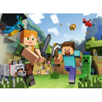 Dėlionė Ravensburger Puzzle XXL 100 detalių Minecraft – dideli gabaliukai vaikams ir gerbėjams