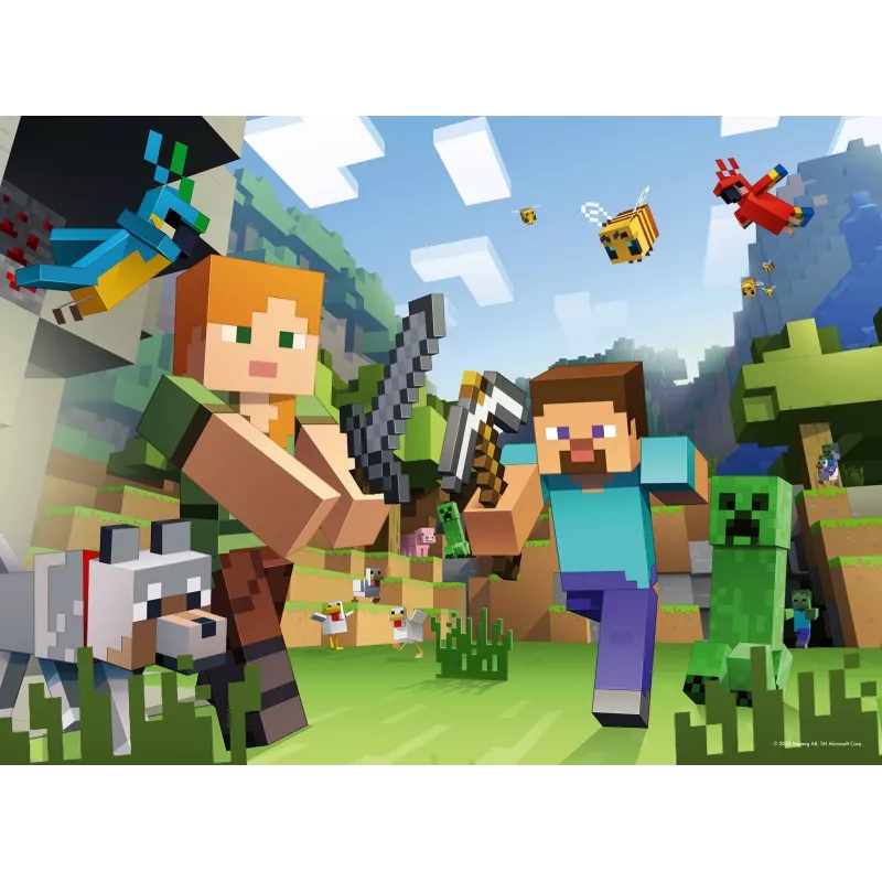 Dėlionė Ravensburger Puzzle XXL 100 detalių Minecraft – dideli gabaliukai vaikams ir gerbėjams
