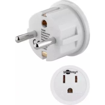 Goobay tinklo adapteris, baltas - US/Japan kištukas (B tipas, NEMA 5-15, 3 kontaktai) į F tipą (CEE 7/4) (45351)