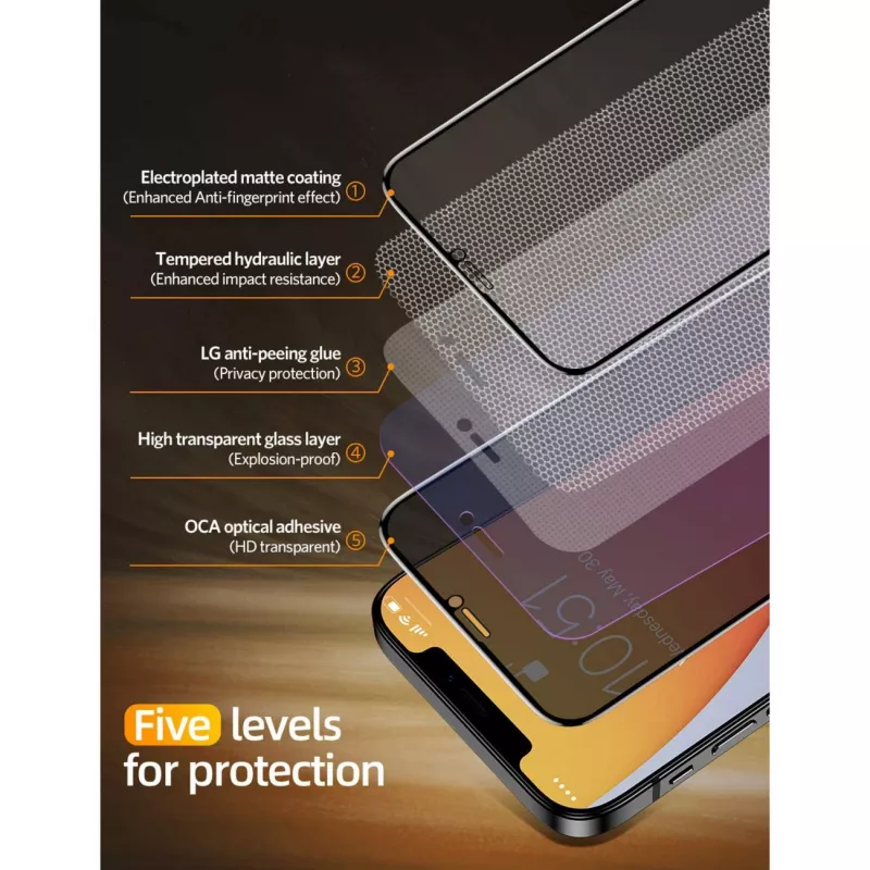 NEVOGLASS 3D PRIVACY, apsauginė plėvelė permatoma, iPhone 17 Pro / 16 Pro