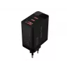 LCD sieninis įkroviklis su USB lizdu + 2x USB-C PD 65W GAN juodas vatmetras