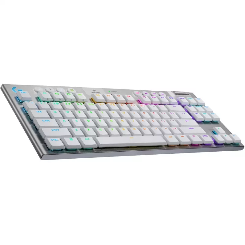 Belaidė mechaninė žaidimų klaviatūra Logitech G G915 X LIGHTSPEED TKL (balta, be skaičių bloko)