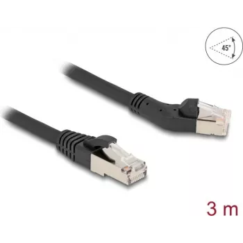 DeLOCK RJ45 Cat.6A 45° kairysis kampinis į tiesų 3 m juodas tinklo kabelis