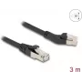 DeLOCK RJ45 Cat.6A 45° kairysis kampinis į tiesų 3 m juodas tinklo kabelis