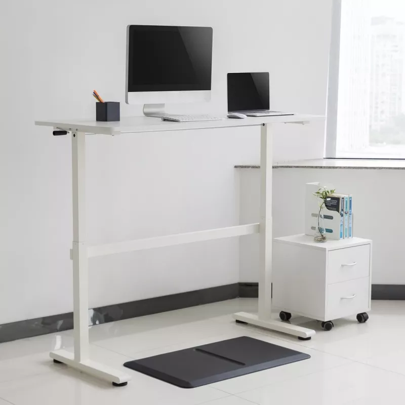 Stalas su rankiniu aukščio reguliavimu Ergo Office, maks. 40 kg, maks. aukštis 117 cm, su stalviršiu darbui stovint ir sėdint, ER-401 W