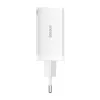 Sieninis įkroviklis Baseus GaN5 Pro 65W — USB + 2×USB-C (QC3.0, PD3.0) su 1 m USB-C laidu, baltas