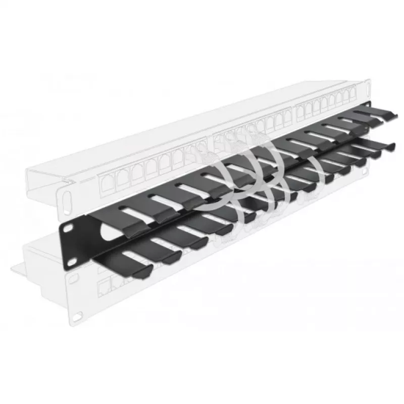 Kabelių valdymo panelė DeLOCK 19 colių 66550 juoda 1U