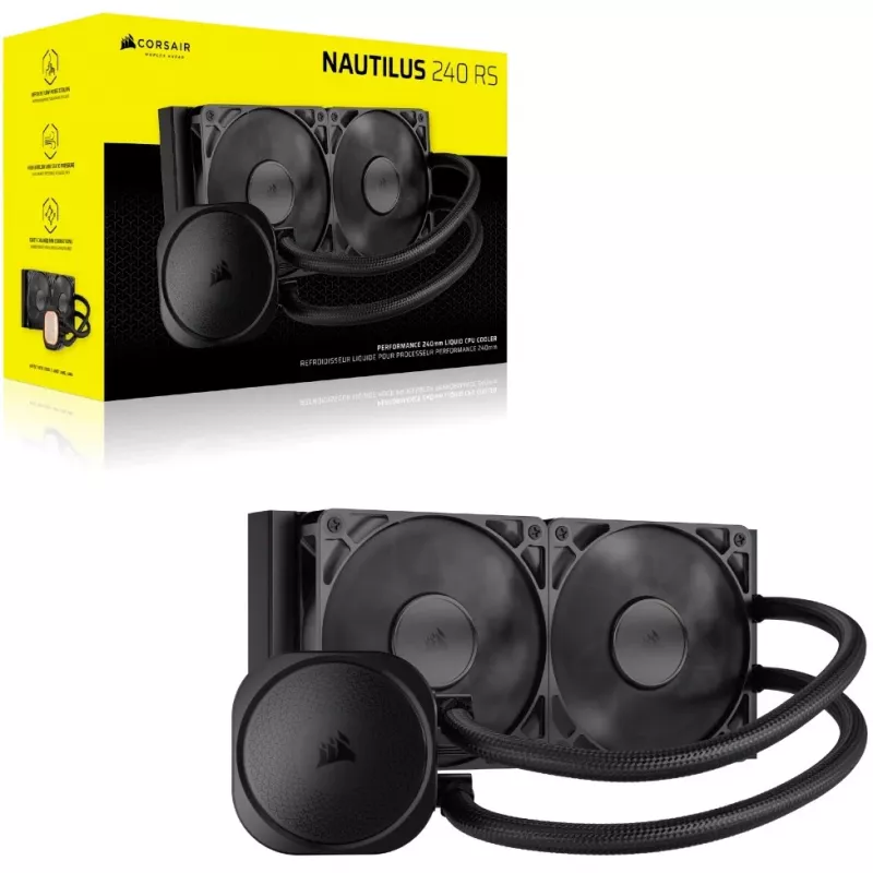 Corsair NAUTILUS 240 RS – skystu aušinamas procesoriaus aušintuvas, juodas