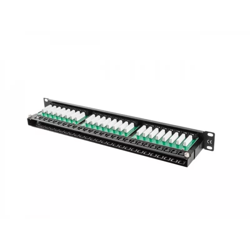 Patch panel LANBERG PPU5-1048-B 1U, 48 prievadų Cat5e, juodas, 445×102×44.5 mm