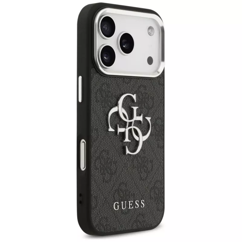 GUESS Hardcase 4G | Užpakalinis dangtelis | iPhone 17 Pro Max | Apple | Ekologinė oda/PC/Plastikas/TPU | Juoda
