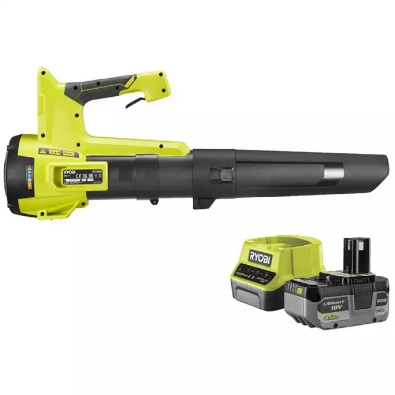 Akumuliatorinis lapų pūstuvas RYOBI ONE+ RY18BLB-140, 18V, 4,0 Ah, žalia/juoda