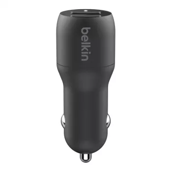 Automobilinis USB-A įkroviklis su dviem prievadais 12W x2 Juodas