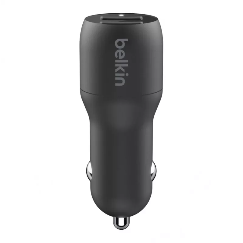 Automobilinis USB-A įkroviklis su dviem prievadais 12W x2 Juodas