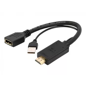 Cablexpert vaizdo adapteris DisplayPort į HDMI su USB maitinimu - 10 cm
