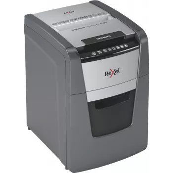 Popieriaus smulkintuvas Rexel Optimum Auto+ 100M, mikro pjūvis, 22 cm, 55 dB, juoda/pilka