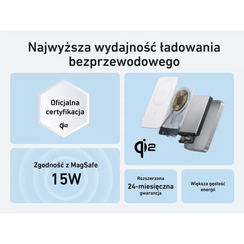 Anker MagGo Power Bank 10K belaidžio įkrovimo baterija 10000 mAh, balta