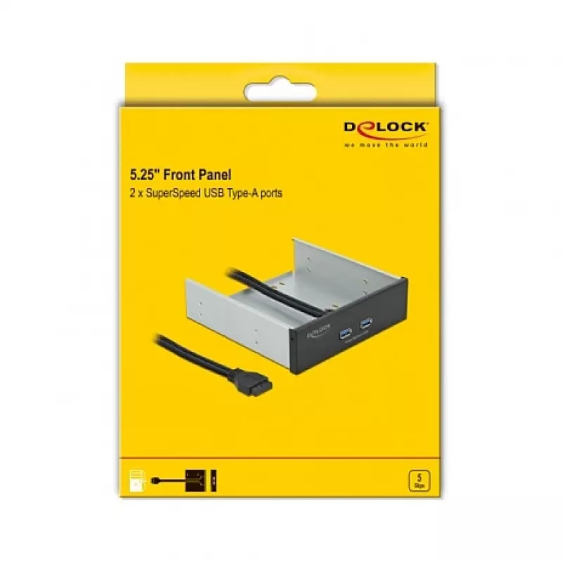 Priekinis skydelis DeLOCK 5.25 colio 2 x USB 5 Gbps Type-A prievadai