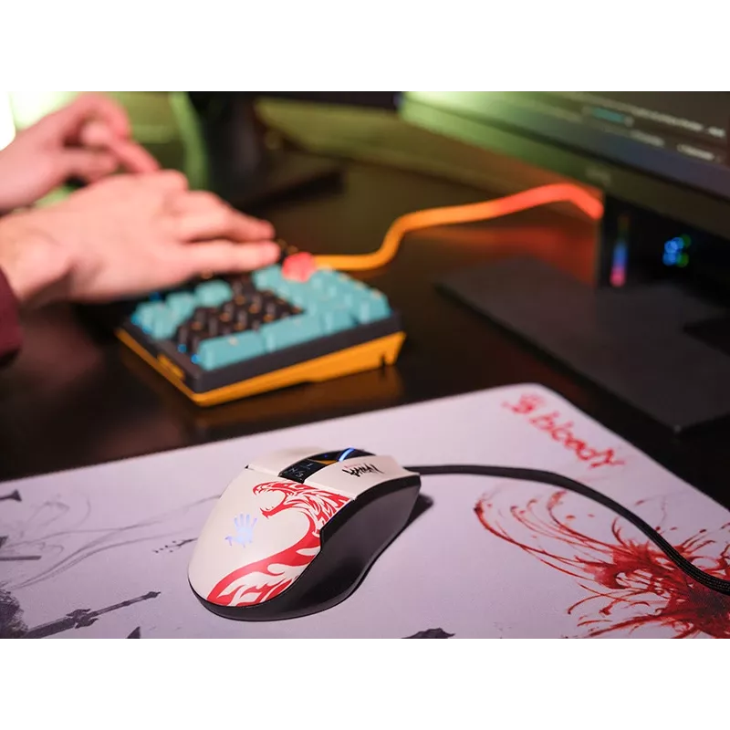 Laidinė žaidimų pelė A4Tech Bloody L65 MAX RGB 16000 DPI Ergonomiška dešinei rankai