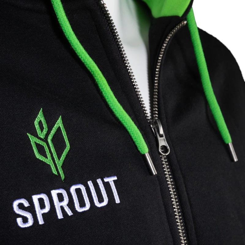 GamersWear SPROUT Basic užtrauktuku gobtuvinis megztinis dydis M juoda/žalia