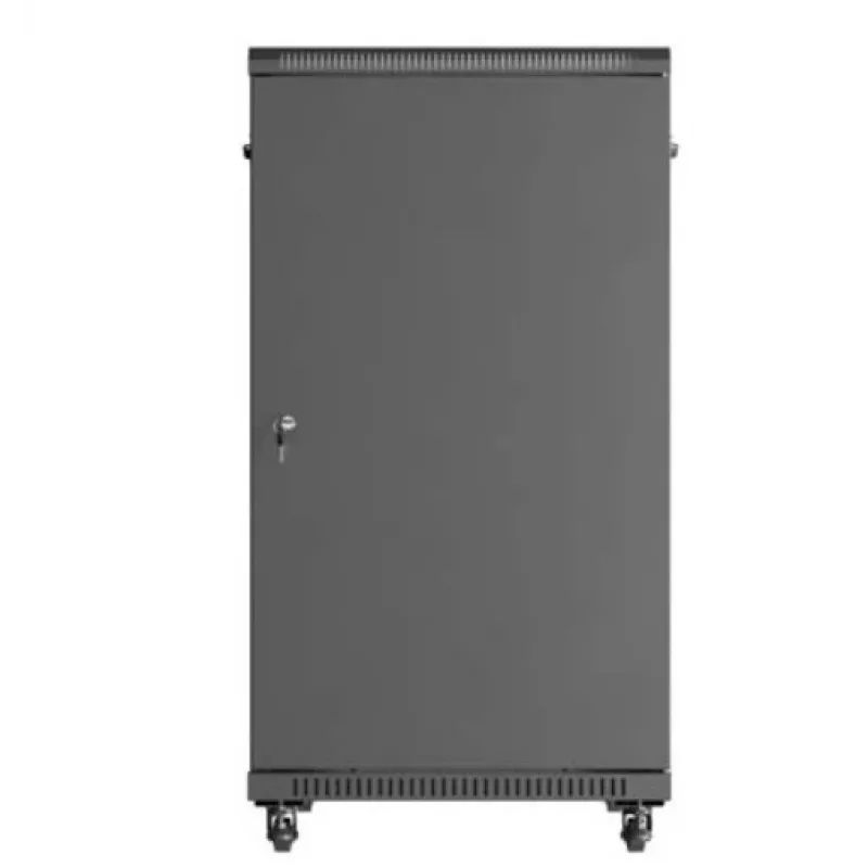 19 colių stelažinė spinta LANBERG 22U 600x1000 mm, juoda, stiklinės priekinės ir galinės durys