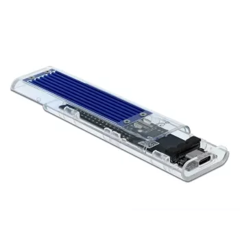 Išorinis dėklas SSD DELOCK 42620 M.2 NVMe PCIe su USB Type-C moterišku lizdu, skaidrus