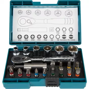 Makita atsuktuvų antgalių ir reketinis rinkinys, 21 vnt (B-54081)