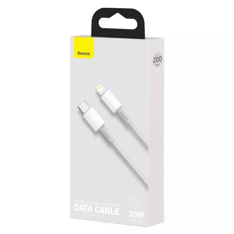 Baseus USB-C į Lightning aukšto tankio pintas laidas, 20W, PD, 2m (baltas)