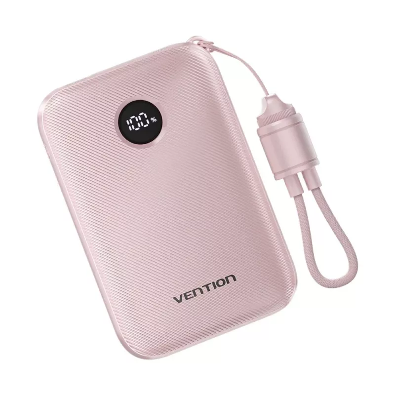 Power bank Vention FKAP0-C 10000 mAh, 2× USB-C + 1× USB-A, 22.5 W, Rožinė