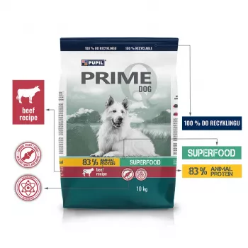 PUPIL Prime Rich in beef with vegetables - sausas šunų ėdalas - 10kg