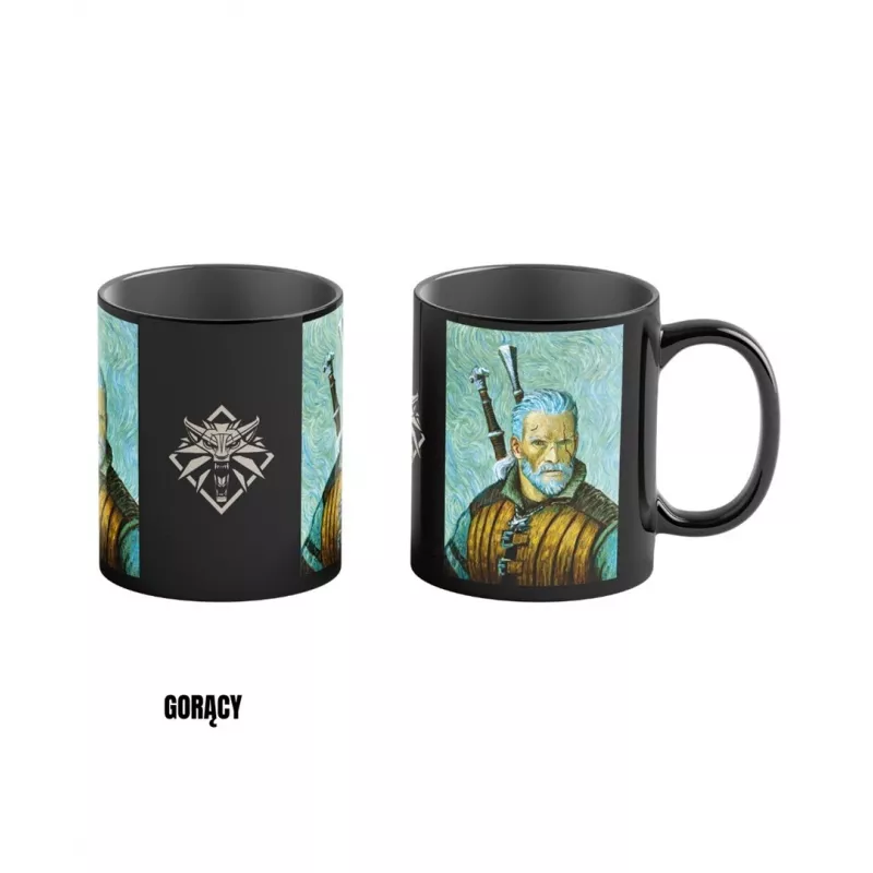 Terminis puodelis Good Loot The Witcher 3 Game Art Chronicles - Geralt & Vincent van Gogh 450 ml Juodas