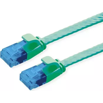 VALUE Patch Cable Cat.6A (Class EA) UTP, itin plokščias, Žalias, 3 m (21.99.2043)