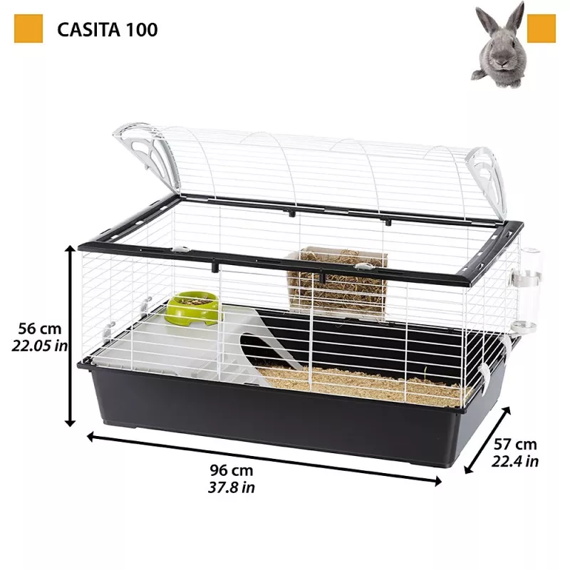 Narvas triušiams ir jūrų kiaulytėms FERPLAST Casita 100, metalas/plastikas, 960×570×560 mm, taupe/balta
