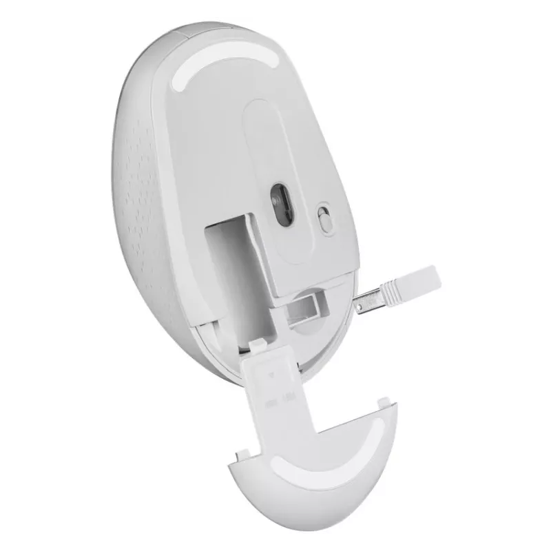 Belaidė pelė tyliu spragtelėjimu AURIS MB-027 800/1200/1600 DPI balta