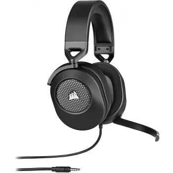 Ausinės CORSAIR HS65 SURROUND žaidimams, laidinės, ant ausų, 3,5 mm + USB adapteris, 32 Ω, 282 g, anglies spalvos