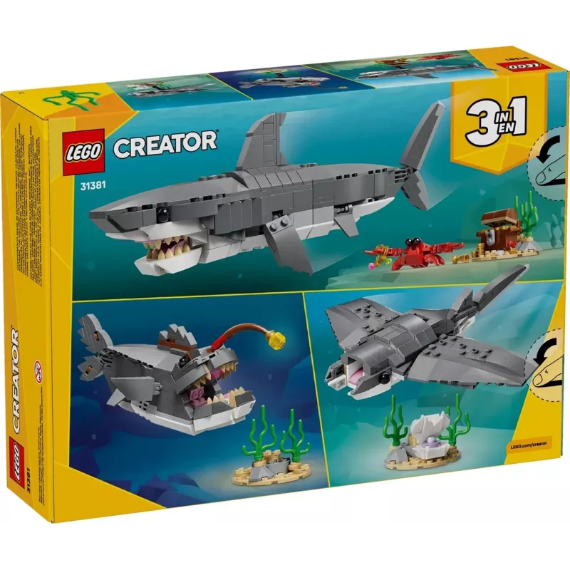 LEGO CREATOR 3 IN 1 31381 Bauginantis ryklys su lobių skrynia