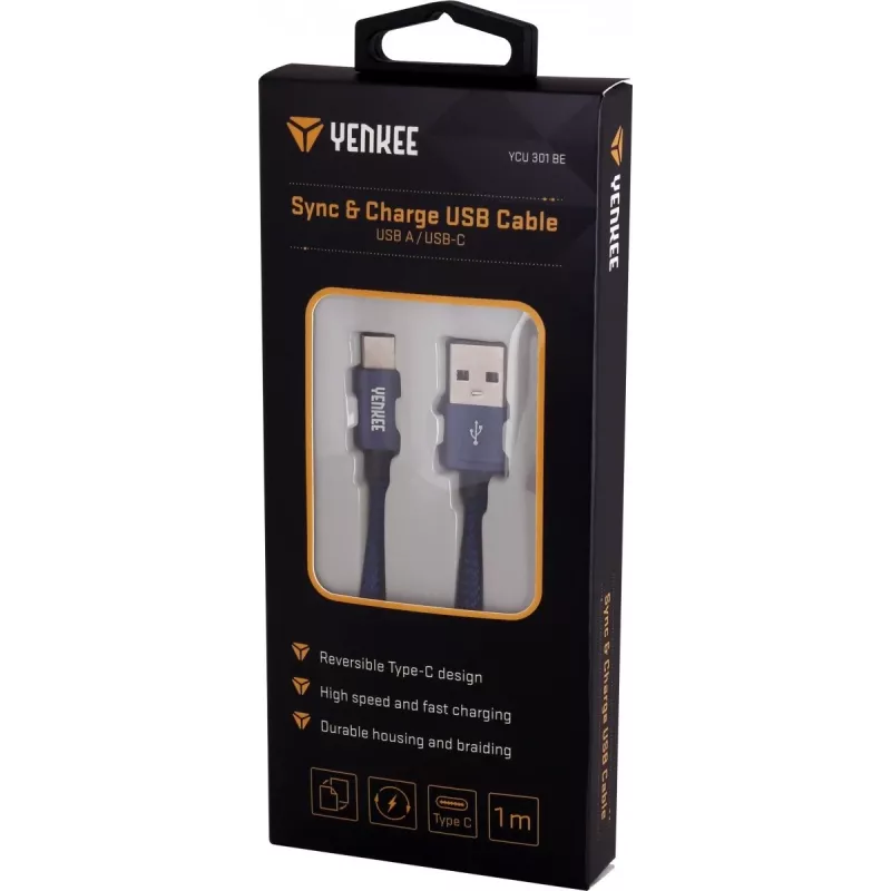 Kabelis YENKEE YCU 301 BE USB-A 2.0 / USB-C 1 m Fialov