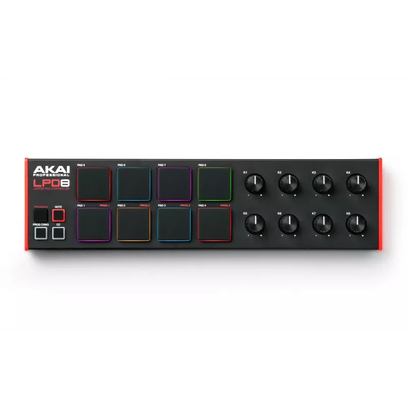 Akai LPD8 MKII MIDI klaviatūra 8 klavišų USB juoda, raudona