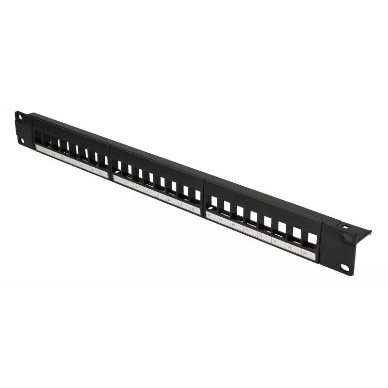 Patchpanel Extralink 24 prievadų U/UTP modulinis, 1U, juodas, 482,6 mm