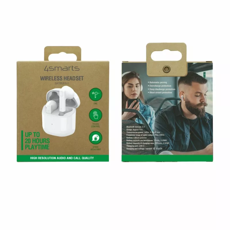 4smarts SkyBuds 2 ENC TWS belaidės ausinės balta – ausinės – 20 KHz