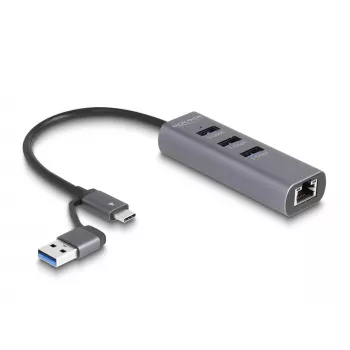 DeLOCK 64282 nešiojamojo kompiuterio dokų stotelė ir prievadų replikatorius, laidinis, USB 3.2 Gen 1 (3.1 Gen 1) Type-C, pilka (64282)