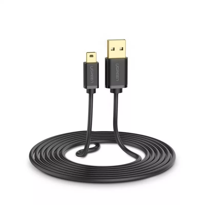 USB laidas UGREEN US132 Mini-USB 1 m – juodas, 480 Mbit/s, greitas įkrovimas